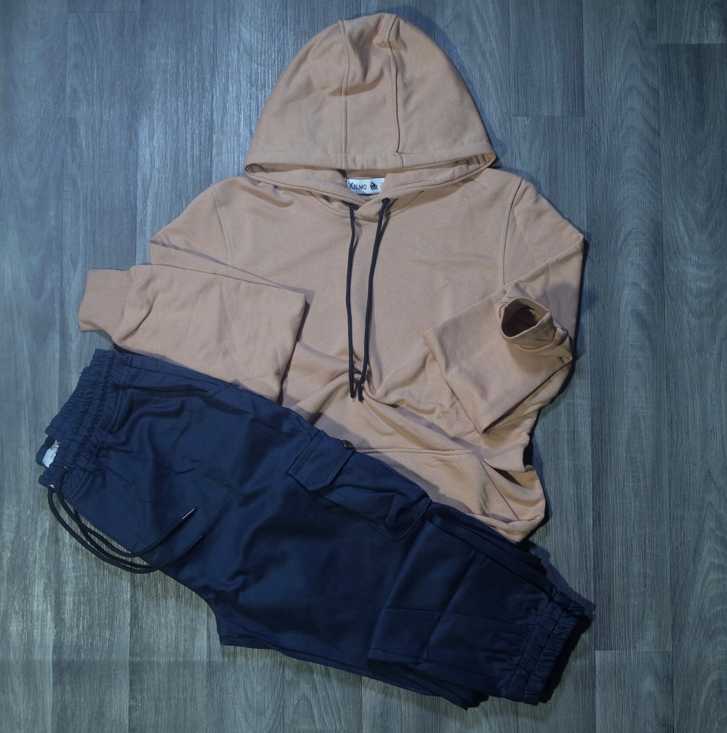 Ensemble Cargo Bleu Marine + Capuche Cotton Beige