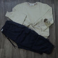 Ensemble Cargo Bleu Marine + Sweat Beige