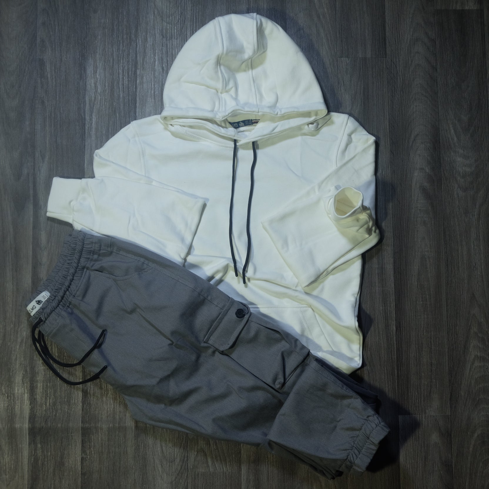 Ensemble Cargo Gris Clair + Capuche Cotton Blanc