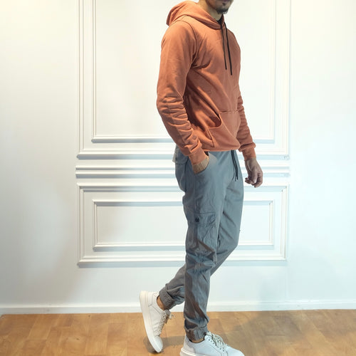 Ensemble Cargo Gris Clair + Capuche Cotton Rouge Brique