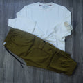 Ensemble Cargo Kaki Clair + Sweat Blanc