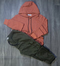 Ensemble Cargo Kaki Fonce + Capuche Cotton Rouge Brique