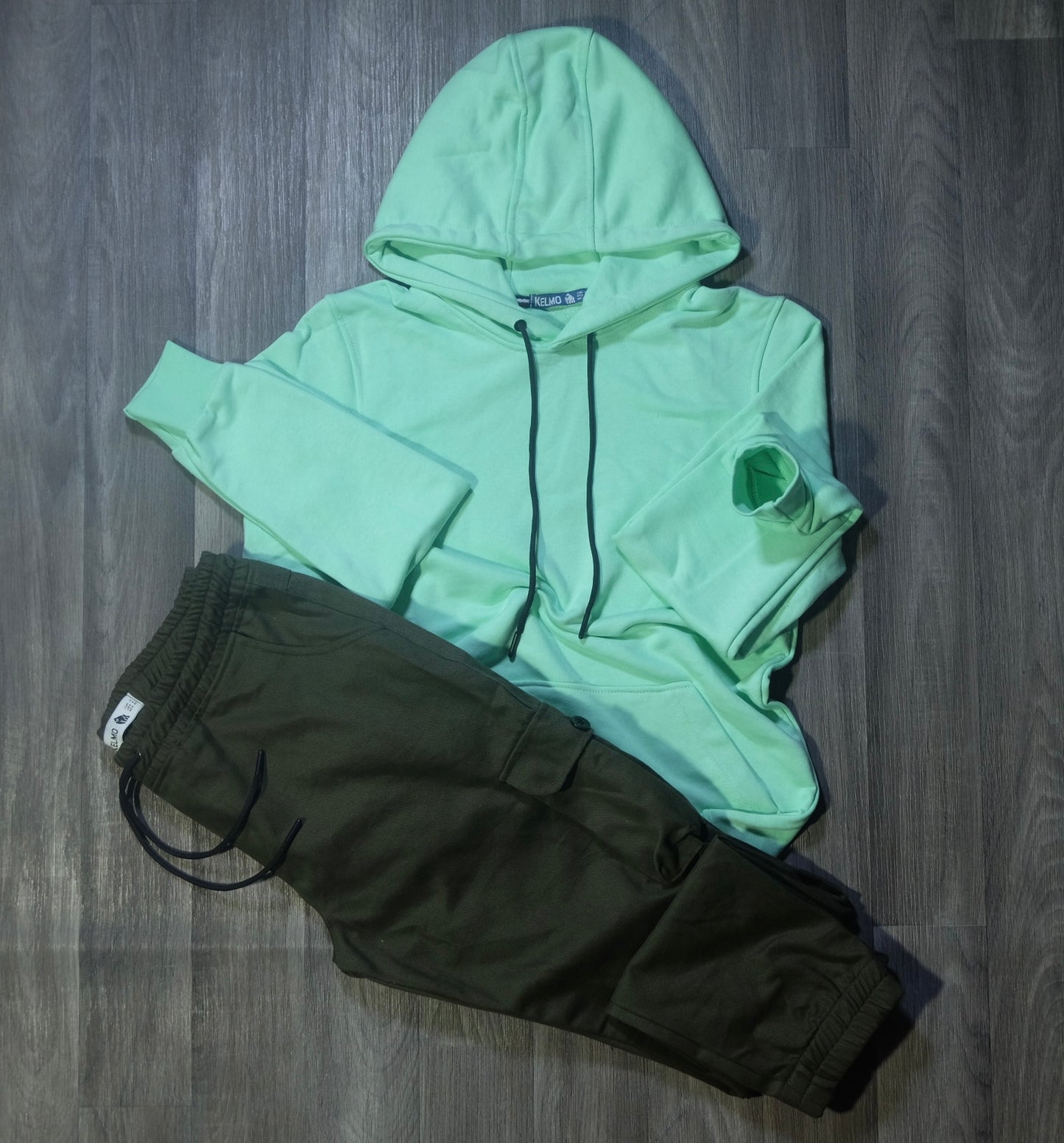 Ensemble Cargo Kaki Fonce+ Capuche Cotton Vert Anise
