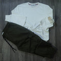 Ensemble Cargo Kaki Fonce + Sweat Blanc