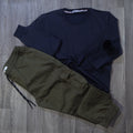 Ensemble Cargo Kaki Fonce + Sweat Bleu Marine