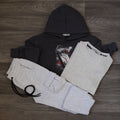 Ensemble Enfant 3 Pieces Capuche Gris Fonce sky +jogging Cargo Gris Chine + T-Shirt Gris Chine