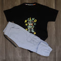 Ensemble Enfant Jogging Cargo Bleu Ciel + T-Shirt Noir