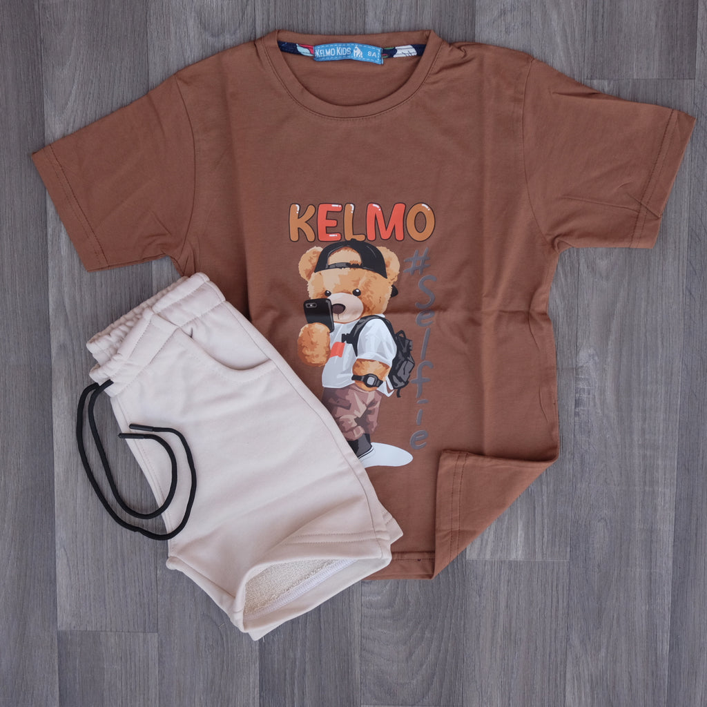 Ensemble Enfant Short Beige + T-Shirt Marron