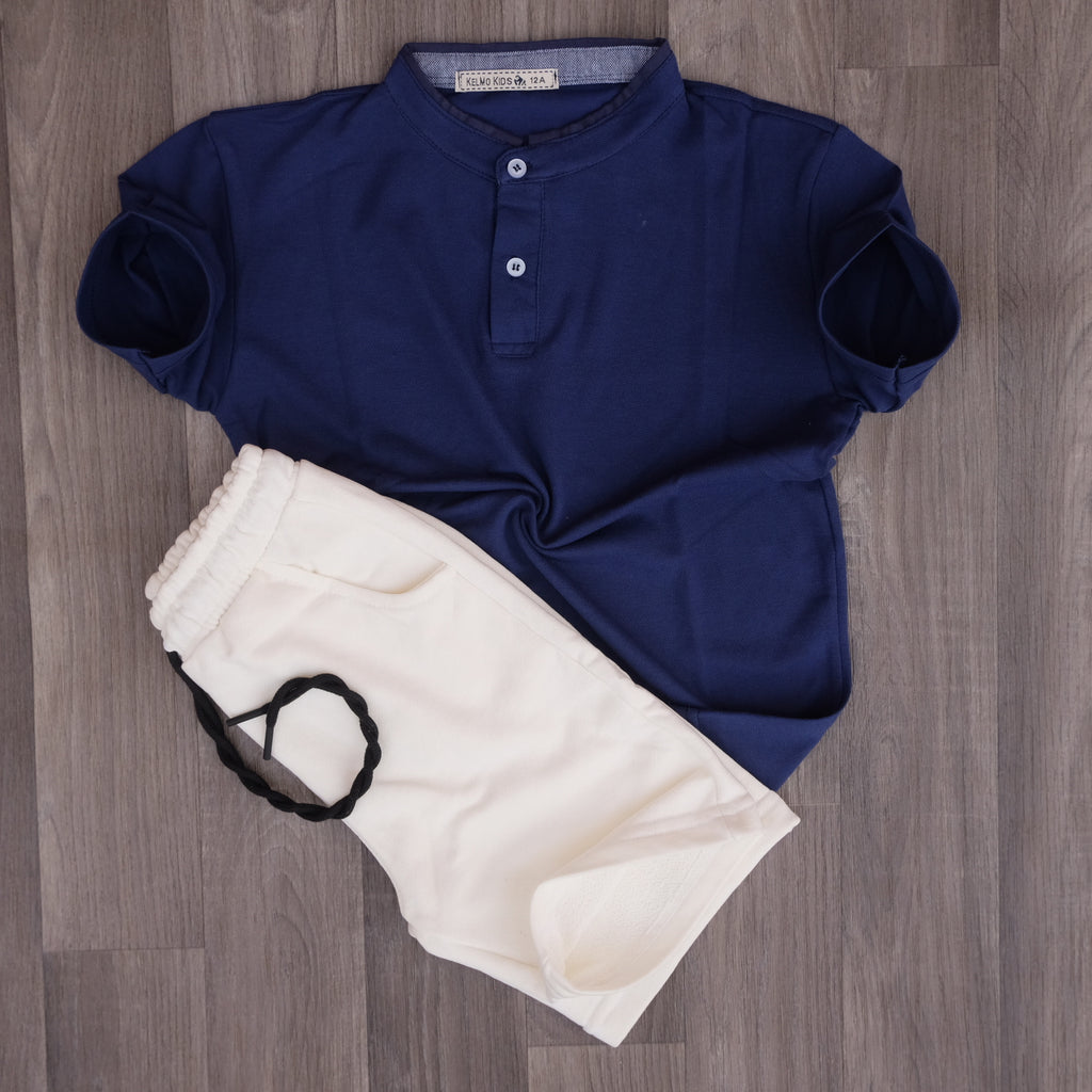 Ensemble Enfant Short Blanc + Polo Bleu Marine