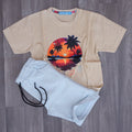 Ensemble Enfant Short Ciel Clair + T-Shirt Beige