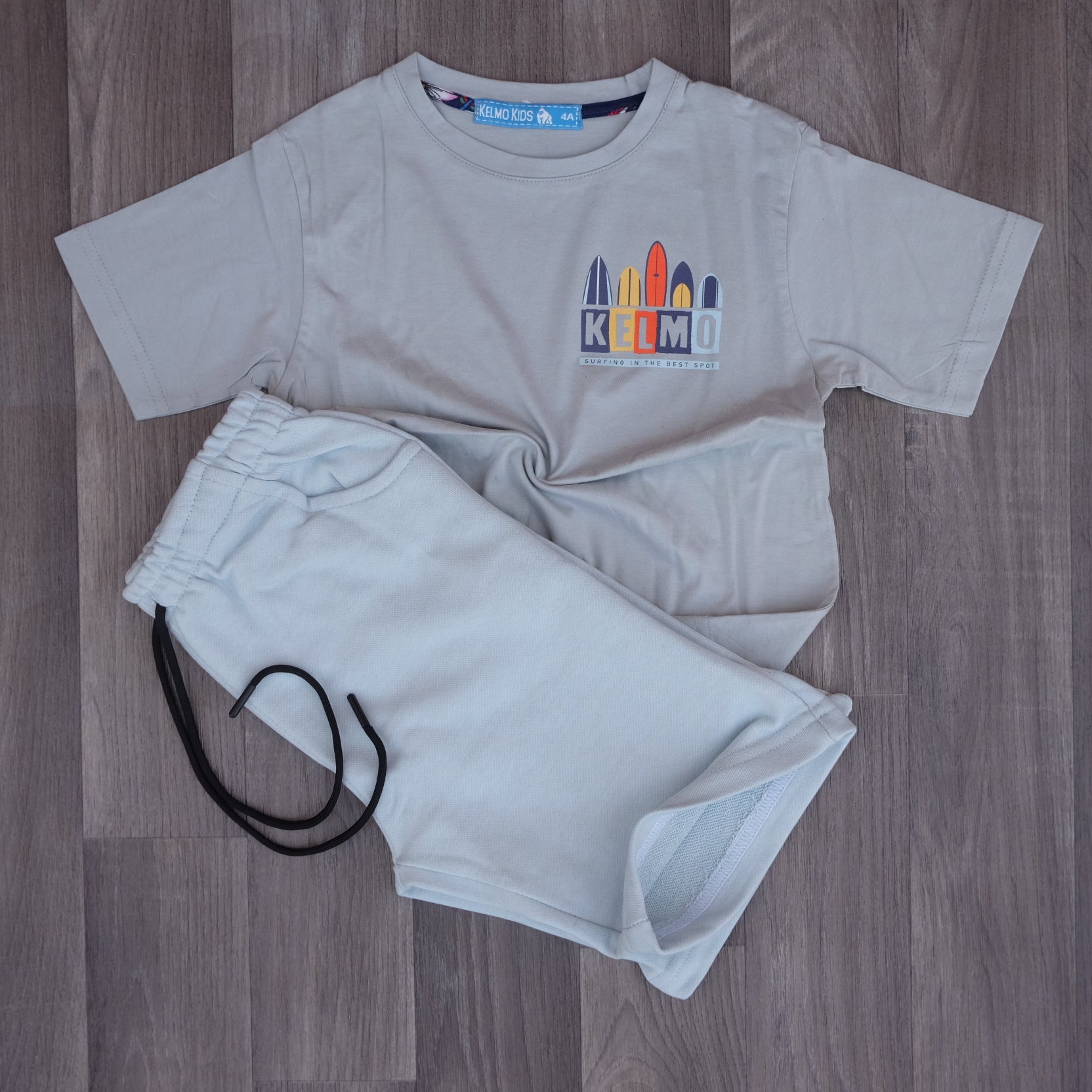 Ensemble Enfant Short Gris Clair + T-Shirt Gris Clair