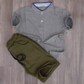 Ensemble Enfant Short Kaki + Polo Gris Chine Clair