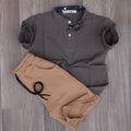 Ensemble Enfant Short Marron Clair + Polo Kaki