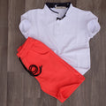 Ensemble Enfant Short Rouge Corail + Polo Blanc