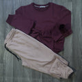 Ensemble Jogging Beige + Sweat Grenat