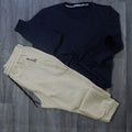 Ensemble Jogging  Beska Beige + Sweat Bleu Marine