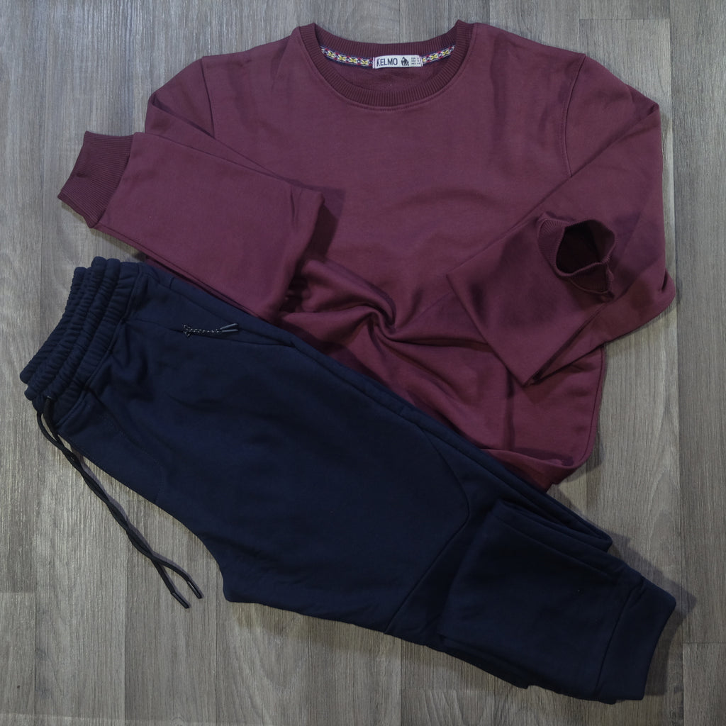 Ensemble Jogging  Beska Bleu Marine + Sweat Grenat