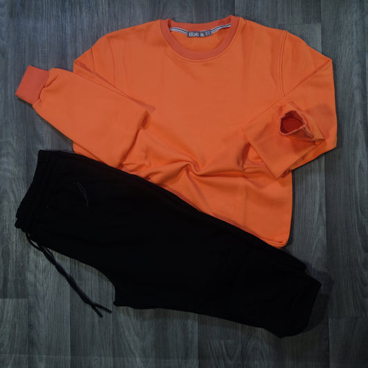 Ensemble Jogging Beska Noir + Sweat Orange
