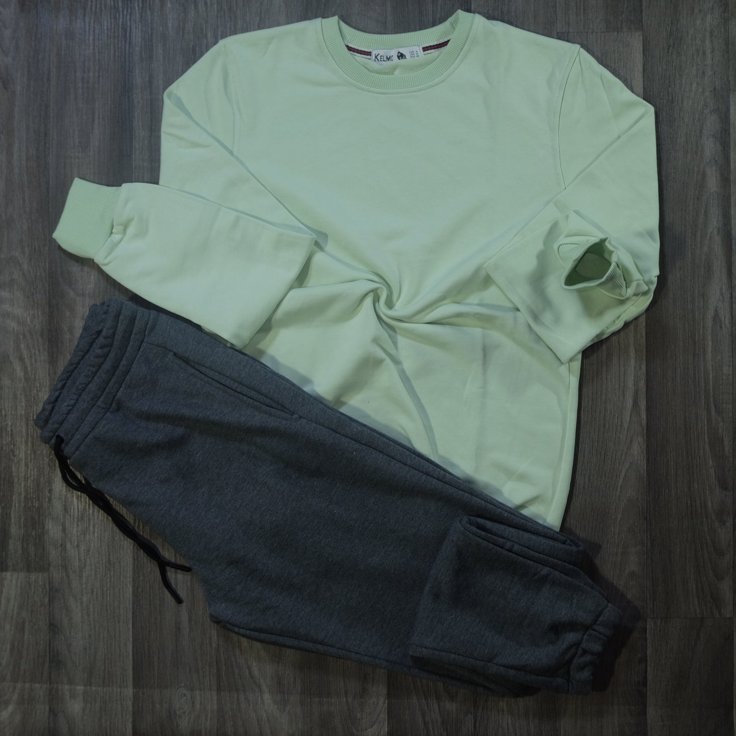 Ensemble Jogging  Gris Chine Fonce + Sweat Vert eau