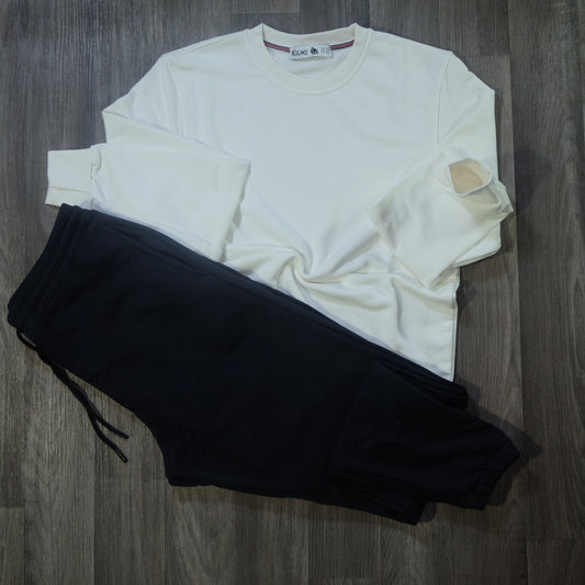 Ensemble Jogging Noir + Sweat Blanc