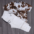 Ensemble T-shirt Tie Dye Marron + Jogging Beska Blanc Cassé