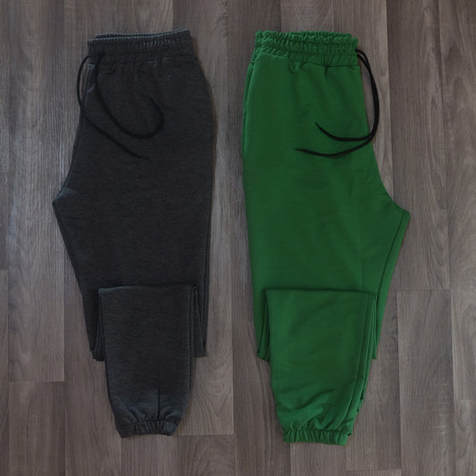 Pack 2 Jogging Gris Chine Fonce + Vert Gazon