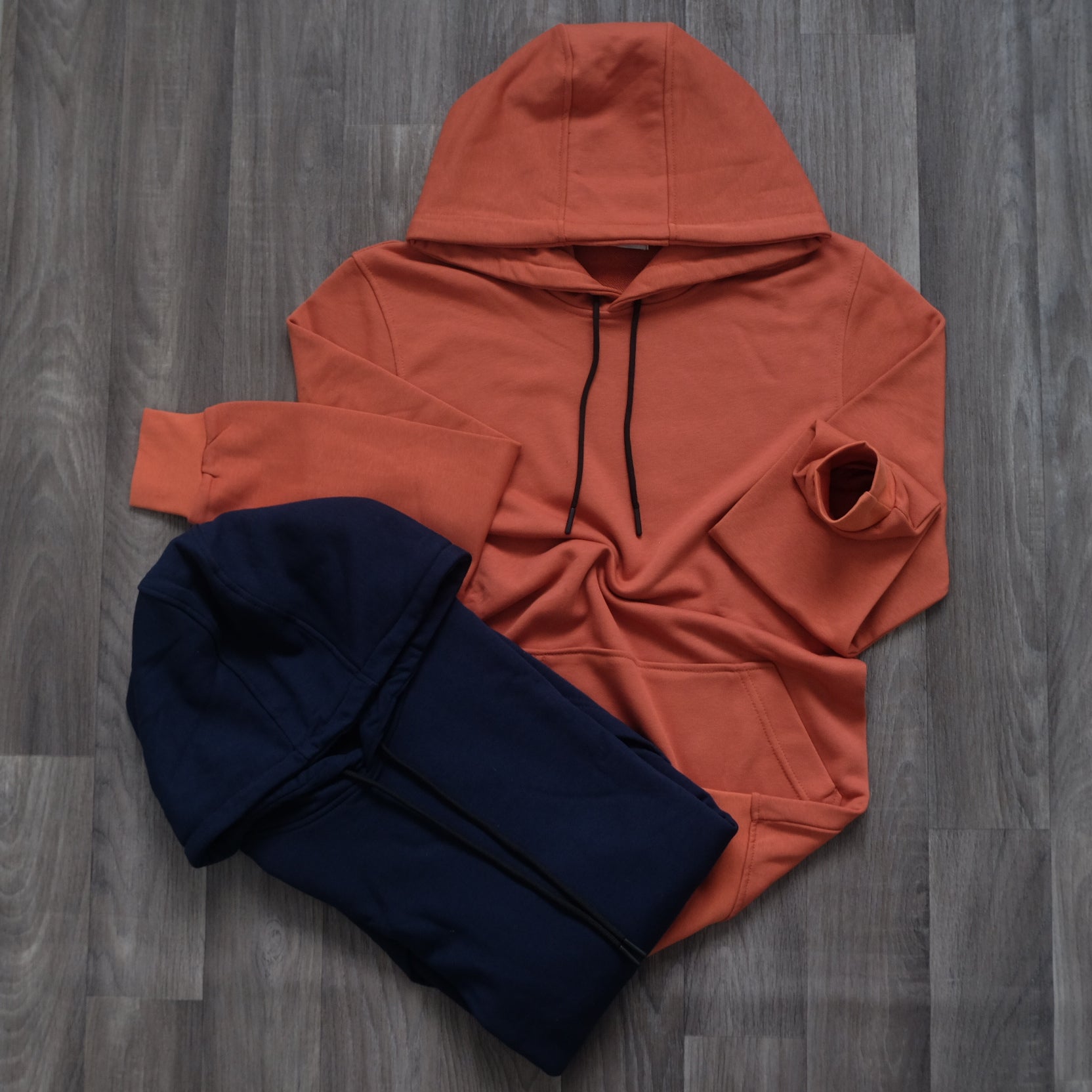 Pack 2 Sweat a Capuche Cotton Bleu Marine + Rouge Brique