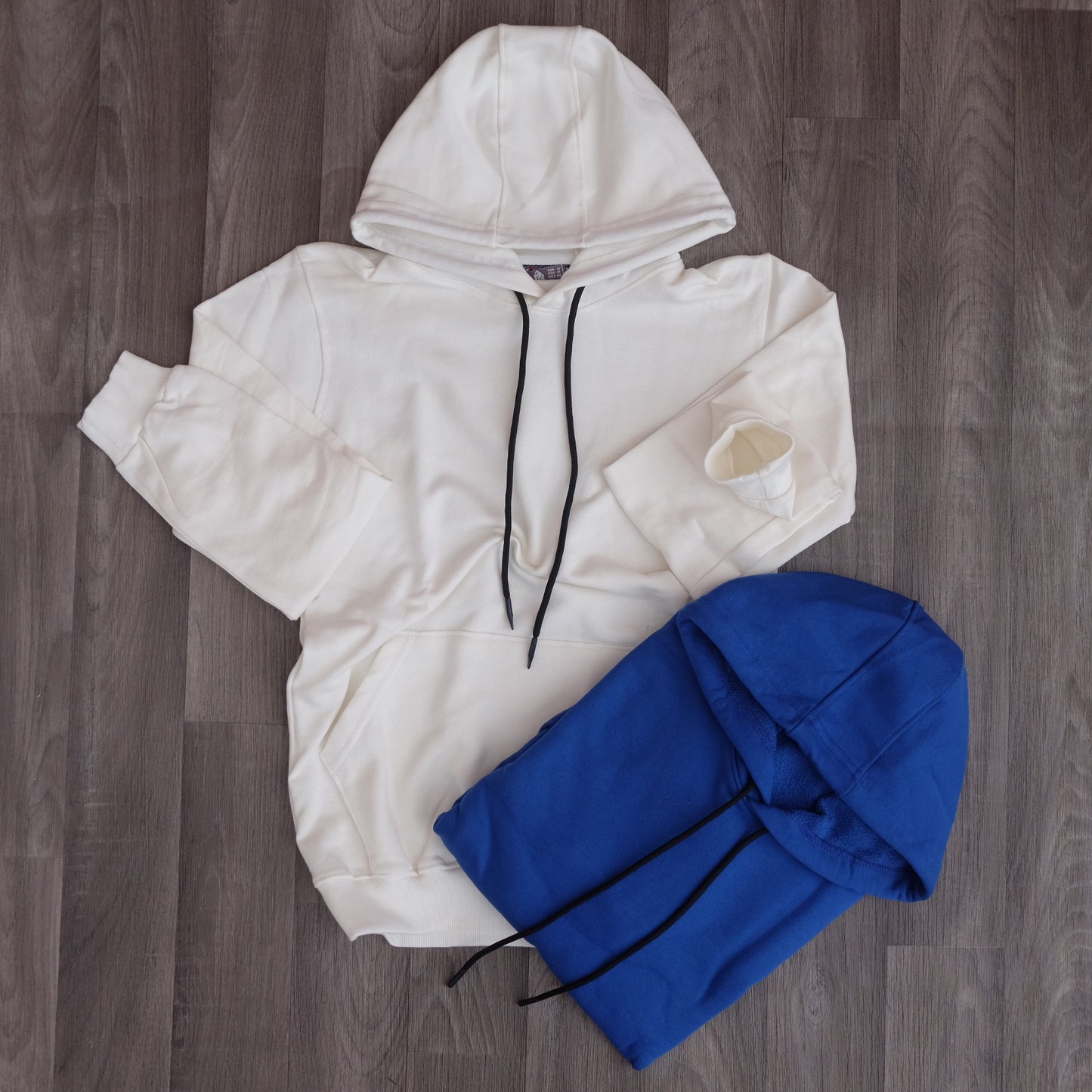 Pack 2 Sweat a Capuche Cotton Bleu Roi + Blanc