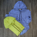 Pack 2 Sweat a Capuche Cotton Vert Fluo + Bleu Ciel