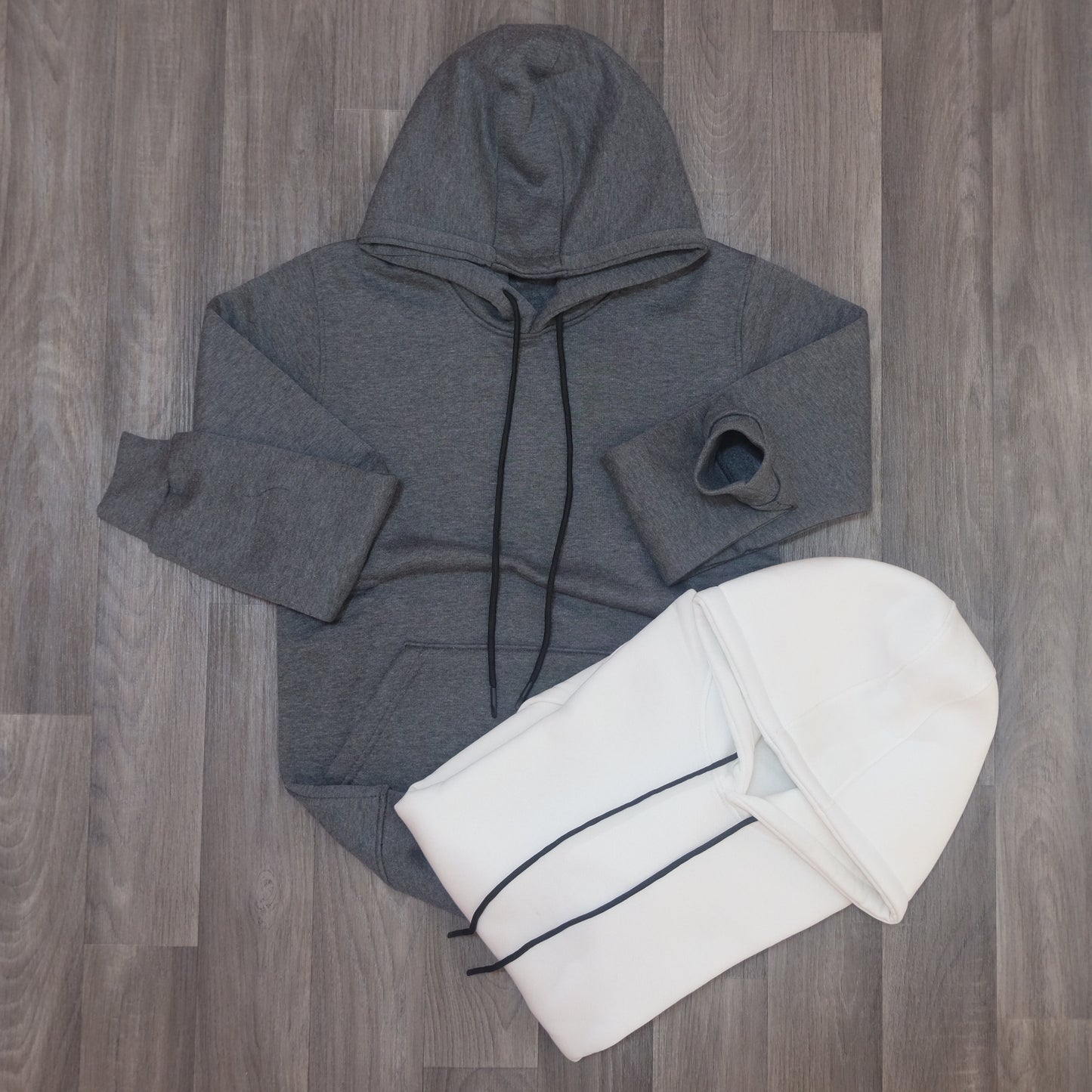 Pack 2 Sweat a Capuche Cotton Gris Chine Fonce + Blanc