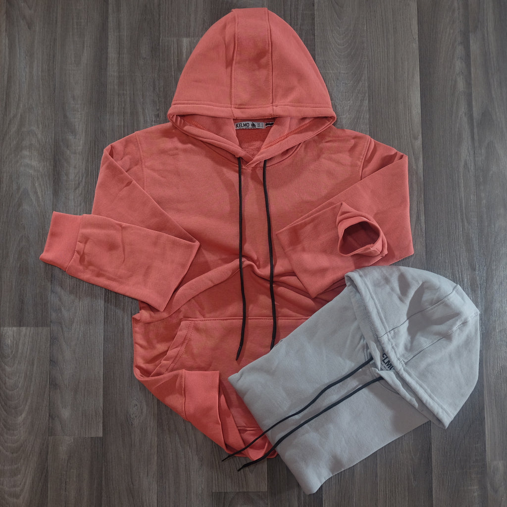 Pack 2 Sweat a Capuche Cotton Gris Clair + Rouge Brique