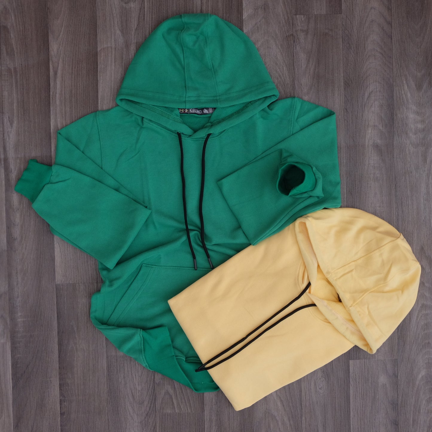 Pack 2 Sweat a Capuche Cotton Jaune Poussin + Vert Raj