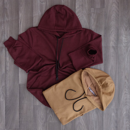 Pack 2 Sweat a Capuche Cotton Marron Clair + Grenat