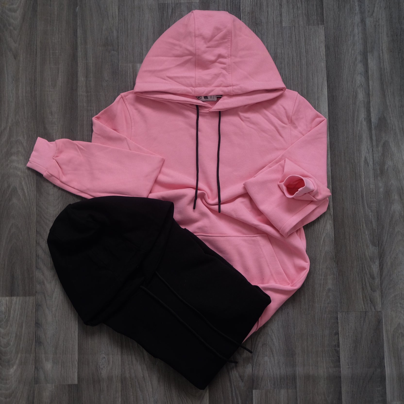 Pack 2 Sweat a Capuche Cotton Rose Clair + Noir