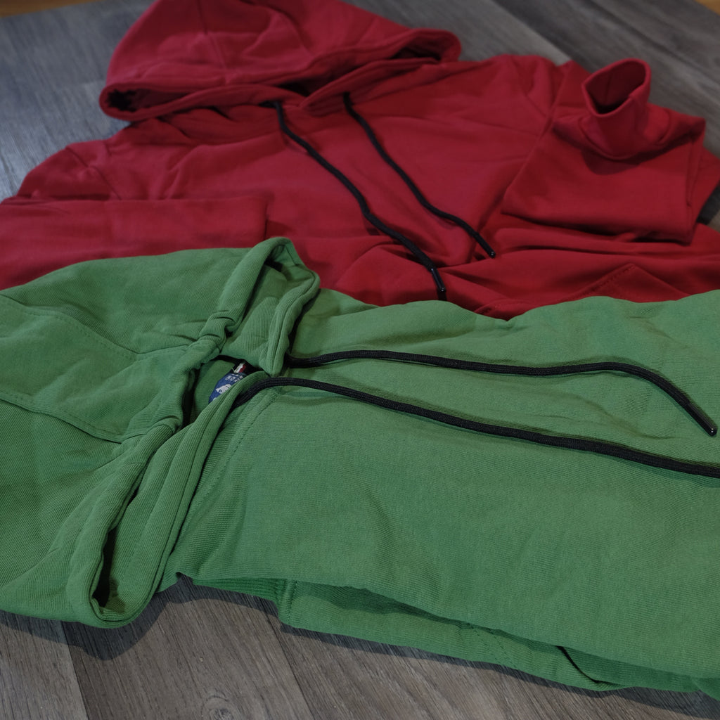 Pack 2 Sweat a Capuche Cotton Rouge + Vert