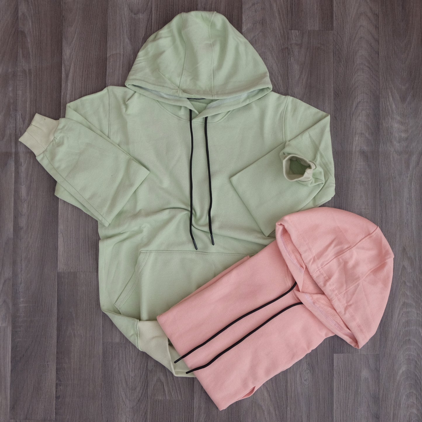 Pack 2 Sweat a Capuche Cotton Saumon Clair + Vert Nil