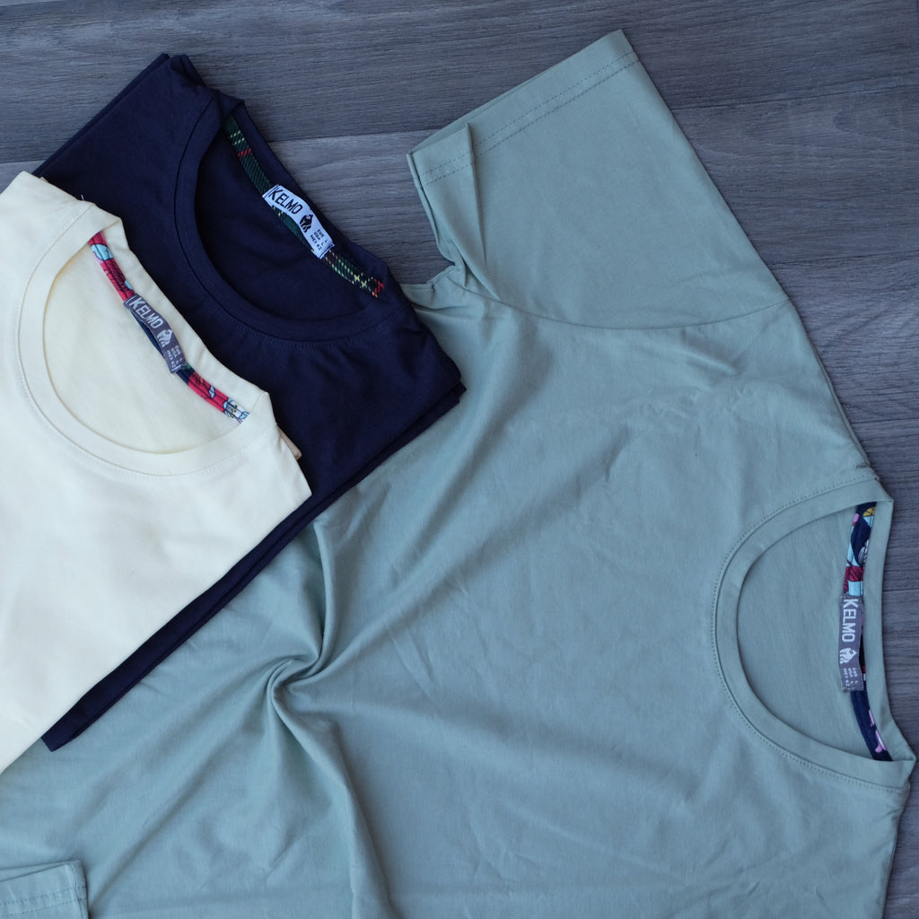 Pack 3 T-Shirt Bleu Marine + Jaune Poussin+ Vert Nik