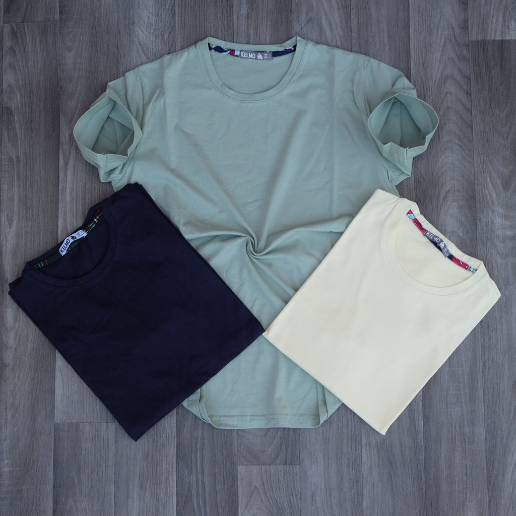 Pack 3 T-Shirt Bleu Marine + Jaune Poussin+ Vert Nik