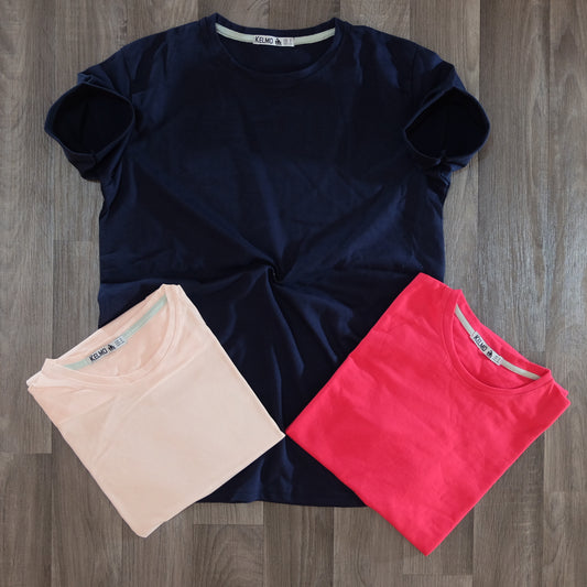 Pack 3 T-Shirt Bleu Marine + Saumon + Rose Fushia