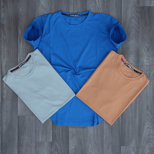Pack 3 T-Shirt Bleu Roi + Marron Clair+ Vert Nik