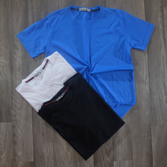 Pack 3 T-Shirt Bleu Roi + Blanc + Noir