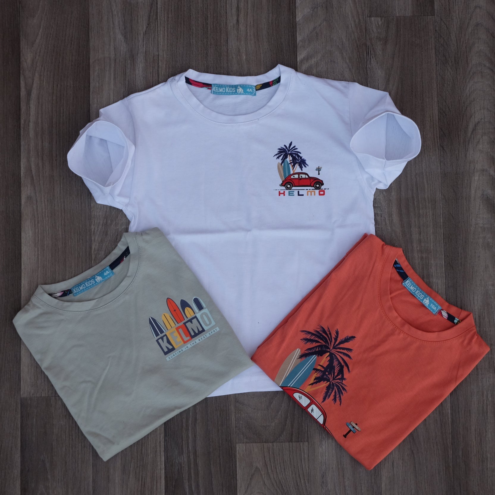 Pack 3 T-Shirt Enfant Imprimé Blanc+ Rouge Brique + Gris Clair