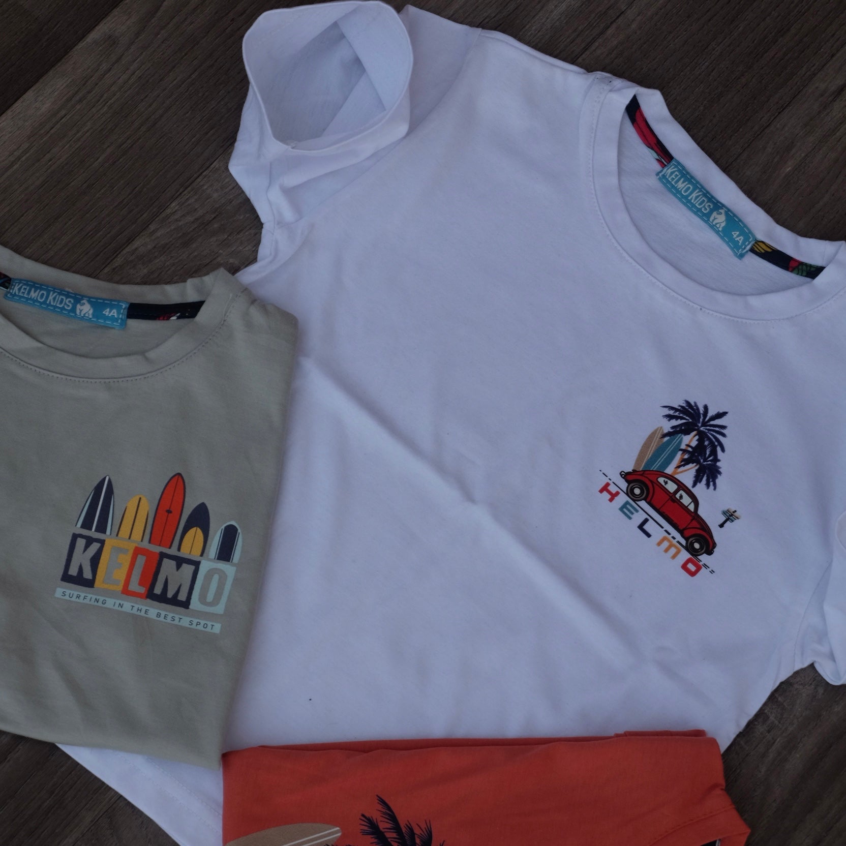 Pack 3 T-Shirt Enfant Imprimé Blanc+ Rouge Brique + Gris Clair