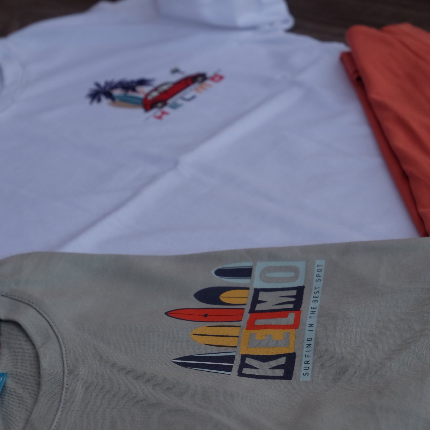 Pack 3 T-Shirt Enfant Imprimé Blanc+ Rouge Brique + Gris Clair