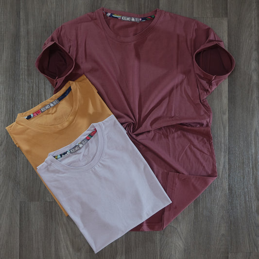 Pack 3 T-Shirt Grenat + Marron Clair + Gris Clair