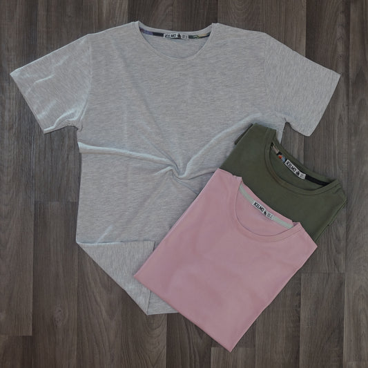 Pack 3 T-Shirt Gris Chine Clair + Kaki + Mortadelle