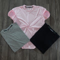 Pack 3 T-Shirt Gris Chine Clair + Noir + Rose Clair