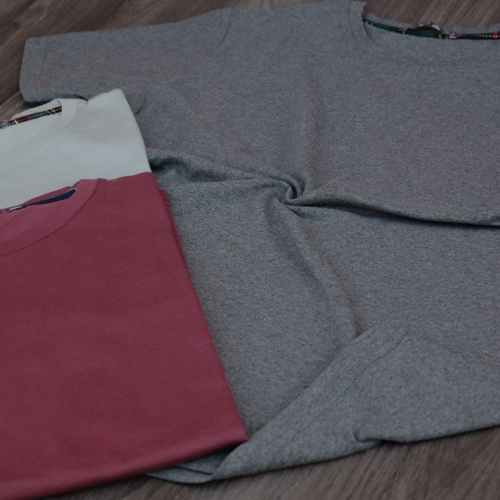 Pack 3 T-Shirt Gris Chine Fonce + Vert Nik + Grenat