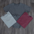 Pack 3 T-Shirt Gris Chine Fonce + Vert Nik + Grenat