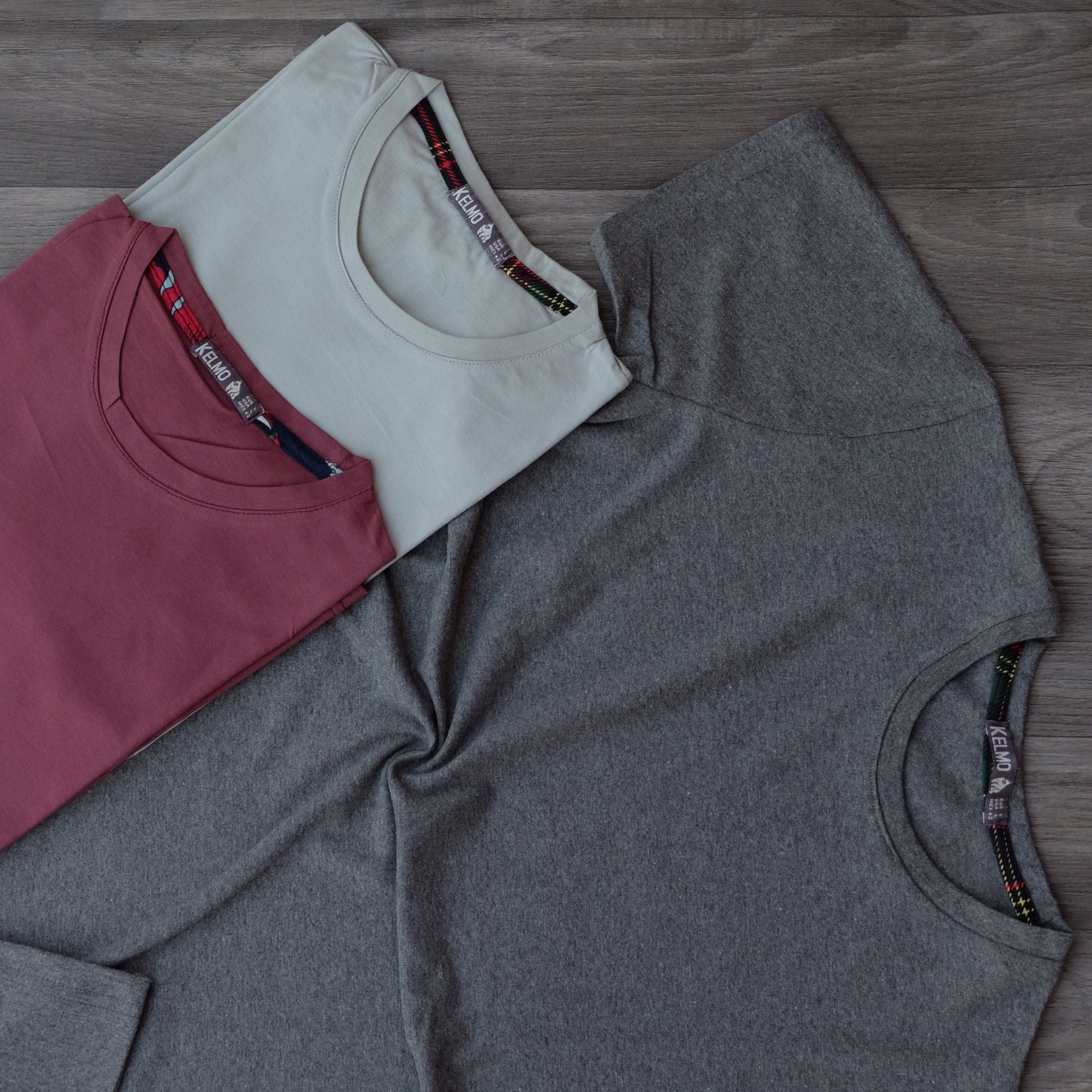 Pack 3 T-Shirt Gris Chine Fonce + Vert Nik + Grenat